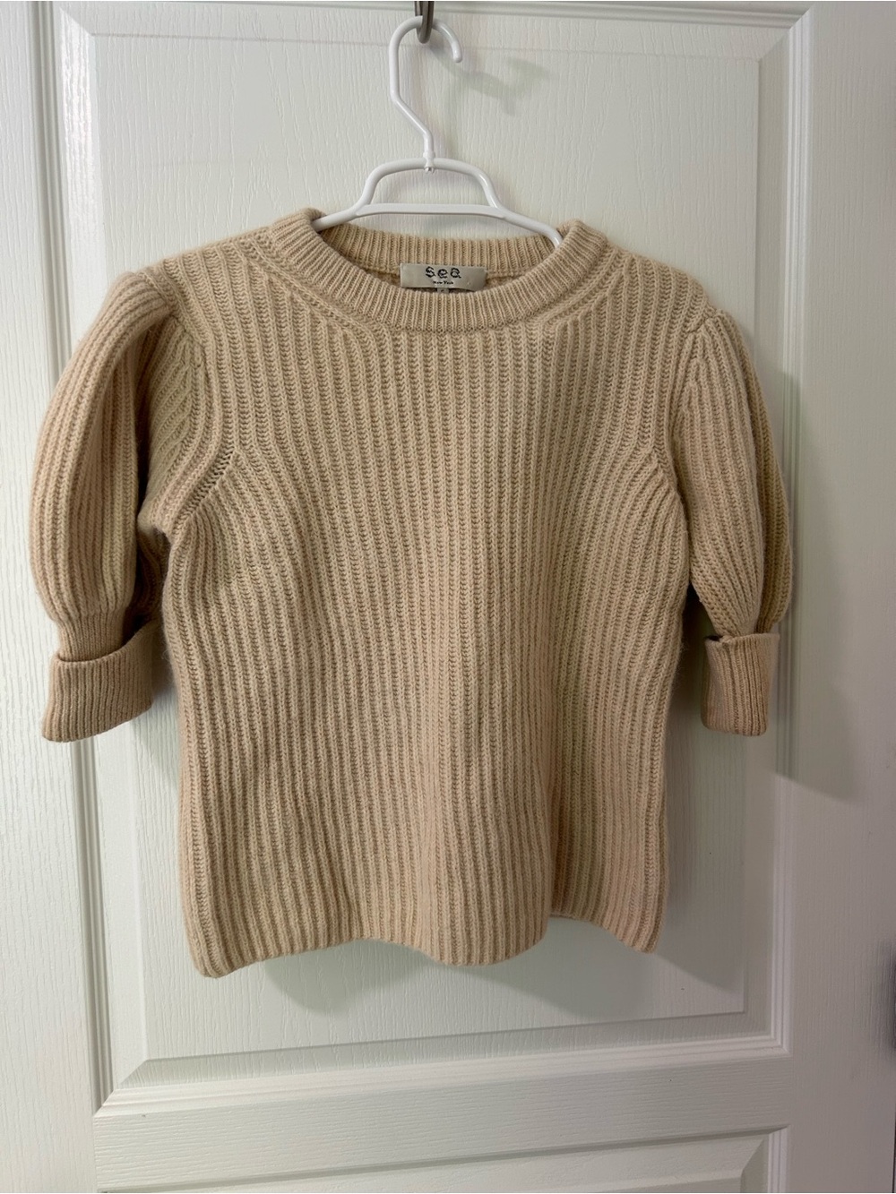 Sea New York "Juliette" Puff-Sleeve Knit Sweater